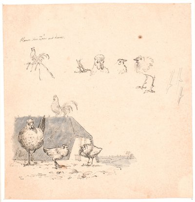 A kakasok. Illusztráció Kaalund "Fables for Children" című művéhez. Lásd a lapkatalógus megjegyzését. alkotó: Johan Thomas Lundbye