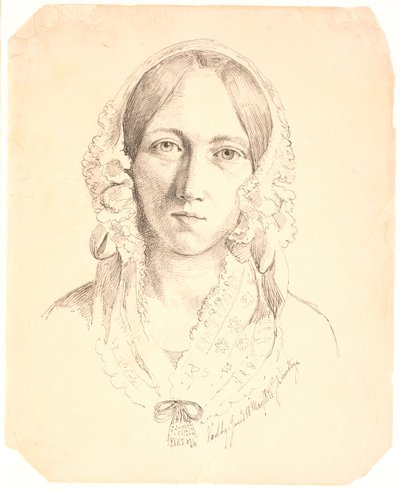 Egy fiatal nő portréja, egy arc. Valószínűleg Louise Marie Neergaard (1816-1895) képviselője alkotó: Johan Thomas Lundbye