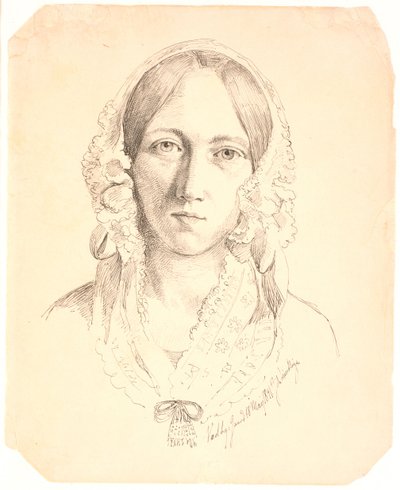 Egy fiatal nő portréja, egy arc. Valószínűleg Louise Marie Neergaard (1816-1895) képviselője alkotó: Johan Thomas Lundbye