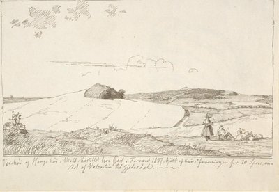 Zéland táj. A háttérben Vejrhøj, beillesztett f.n. 6. oldal alkotó: Johan Thomas Lundbye