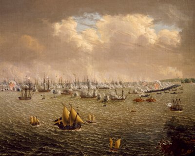 Skargardi csata svéd és orosz flották között Svédország Finnország feletti uralma miatt, 1790. július 10., Johan Tietrich Schoultz (1754-1807), orosz-svéd háborúk alkotó: Johan Tietrich Schoultz