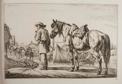Egy szlovák a lovával egy folyó mellett alkotó: Johann Adam Klein
