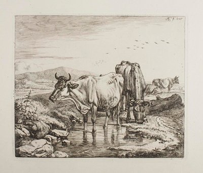 Szarvasmarhák egy itatónál alkotó: Johann Adam Klein