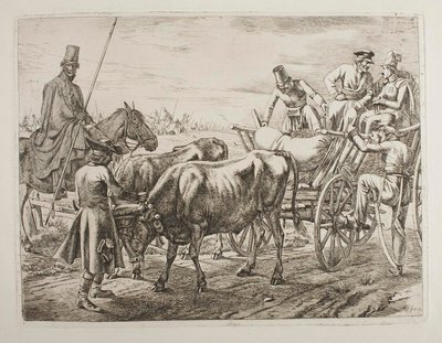 Kozákok beszállnak egy szekérbe alkotó: Johann Adam Klein