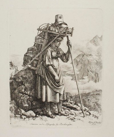 Tejszolgáló egy „Saeter”-ben a Königsalpe-on alkotó: Johann Adam Klein