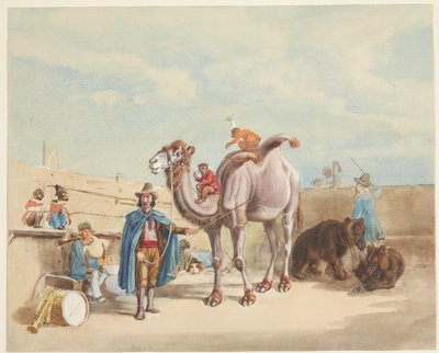 Állatszelídítő tevével, majmokkal, medvével stb. alkotó: Johann Adam Klein