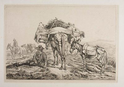 Megpakolt öszvér a Campagnában alkotó: Johann Adam Klein