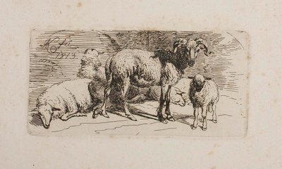 Kos, három juh és egy bárány alkotó: Johann Adam Klein
