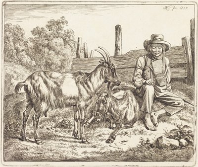 Pásztorfiú két kecskével alkotó: Johann Adam Klein