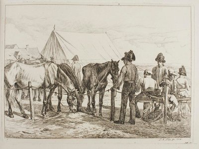 Katonák egy katonai táborban alkotó: Johann Adam Klein