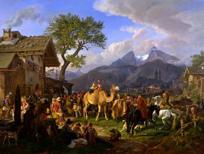 Állatszelídítő a fogadó előtt alkotó: Johann Adam Klein