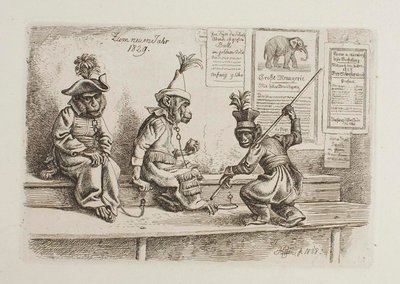 Az 1829-es újévre. Majmok alkotó: Johann Adam Klein