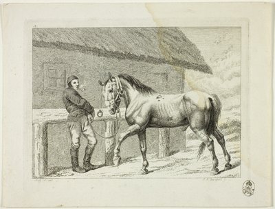 Lovasiskola és lovak alkotó: Johann Adolph Darnstedt