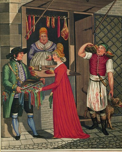 Hentesüzlet és hentesfiú kutyával ... alkotó: Johann Adolph Opitz