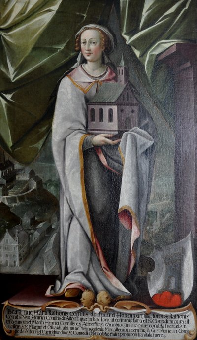 Németül: Hatta von Hohenwart, az altdorfi kolostor alapítójának, Heinrich von Altdorfnak a felesége 935 körül. alkotó: Johann Andreas Rauch