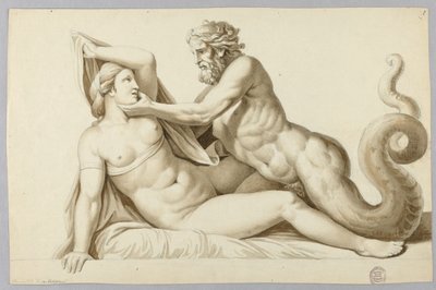 Egy tengeri isten meglátogat egy lányt alkotó: Johann August Nahl the Younger
