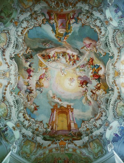 Középső freskó a Wies-templomban, Bajorország ... (freskó) alkotó: Johann Baptist Zimmermann