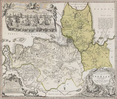 Ingria térképe Szentpétervárra néző kilátással alkotó: Johann Baptista Homann