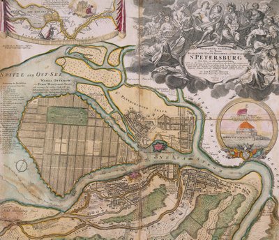 Petersburg térképe Szentpétervár főterv, kb. 1718-1719 alkotó: Johann Baptista Homann
