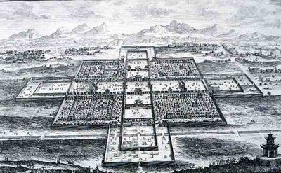 Perspektivikus nézet a császári palotáról, Peking, Kína, a „Történelmi építészet tervrajza” című művéből, Johann Adam Delsenbach (1687-1765) metszetében, 1721 (metszet) alkotó: Johann Bernhard (after) Fischer von Erlach