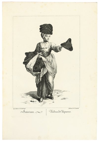 A kalap eladó alkotó: Johann Christian (after) Brand