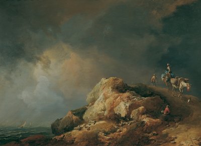 Tengerparti táj teherhordó állatokkal alkotó: Johann Christian Brand