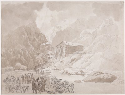Katonák átvonulása a Szent Bernáton alkotó: Johann Christian Ernst Müller