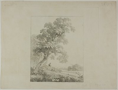 Táj egy nagy fával alkotó: Johann Christian Klengel