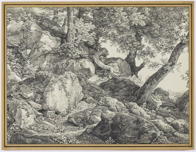 A Palazzo Chigi parkjában, Ariccia államban, 1818 (grafit és fekete kréta fektetett papíron) alkotó: Johann Christian Reinhardt