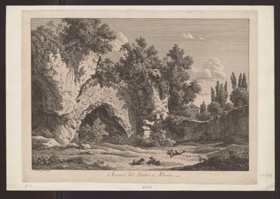 Az albanói színház látképe (Pásztor juhokkal a romok között) alkotó: Johann Christian Reinhart