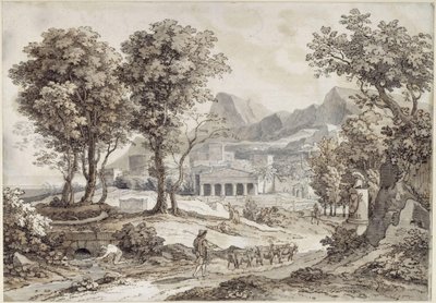 Klasszikus táj Leonidász-emlékművel alkotó: Johann Christian Reinhart