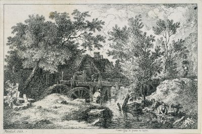 Táj vízimalommal (első kísérlet rézmetszetre) alkotó: Johann Christian Reinhart