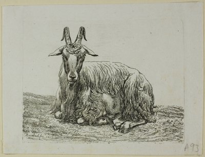 Fekvő kecske, a Die Zweite Thiernahme-ból alkotó: Johann Christian Reinhart