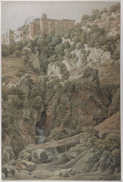 A Santa Scholasticai bencés kolostor Subiaco közelében, a Sabine-hegységben, 1797. alkotó: Johann Christian Reinhart