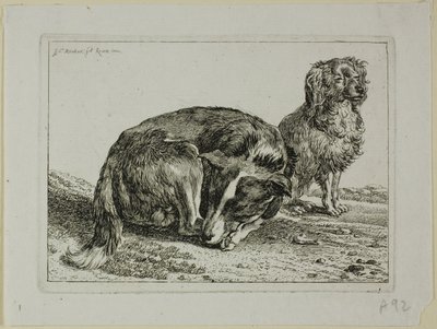 Két kutya pihen, a Die Zweite Thier Folge-tól alkotó: Johann Christian Reinhart