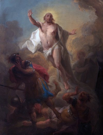 Krisztus feltámad a sírból és a római katonák menekülnek (olaj a fedélzeten) alkotó: Johann Christian Thomas (attr.to) Winck