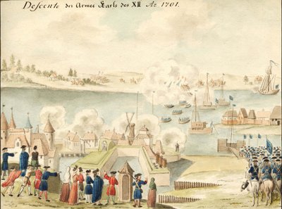 XII. Károly átkel a Dünán 1701, 1770-1780 alkotó: Johann Christoph Brotze