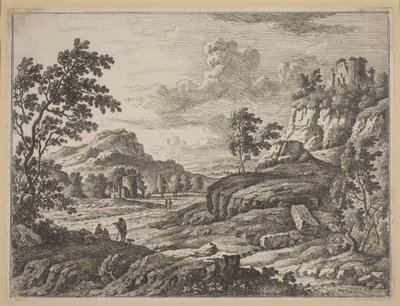 Táj két romos toronnyal. alkotó: Johann Christoph Dietzsch