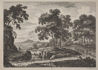 Panorámás folyami tájak utazókkal alkotó: Johann Christoph Dietzsch