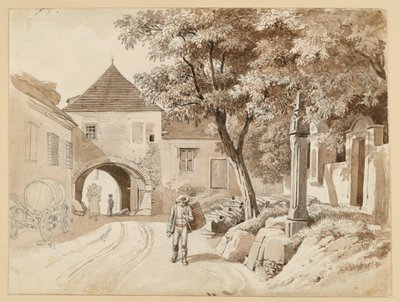 A régi oszlop Oberdöblingben, a Westerhauser-ház mellett alkotó: Johann Christoph Erhard