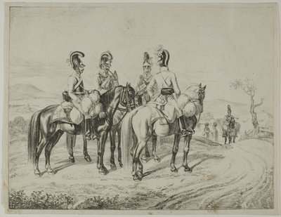 Négy Cuirassier egy lejtőn alkotó: Johann Christoph Erhard