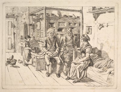 A kályha körül ülő zsidó család alkotó: Johann Christoph Erhard