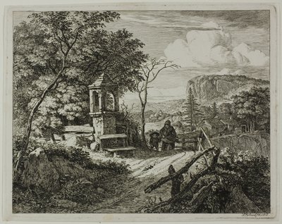 Wood Gatherer with a Boy, plate two from Die zwei grossen Landschaften mit den Betsäulen   1289800   hu       hungarian Successfully Translated  Original: Vissersvrijage Translat: 