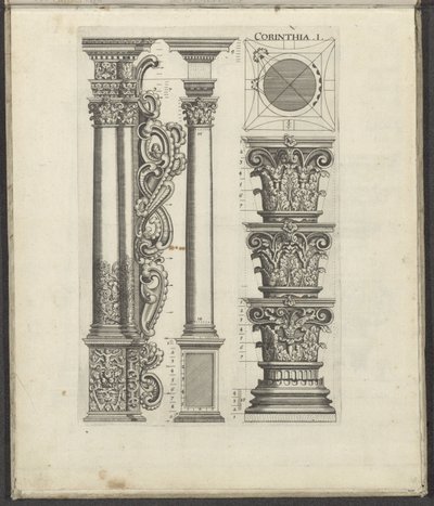 A korinthoszi rend oszlopai és fővárosai Corinthia .I. (cím a tárgyon) Five Orders of Architecture (sorozat címe) alkotó: Johann Christoph Feinlein