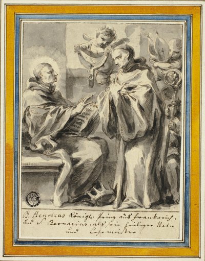 Henrik francia király és Clairvaux-i Szent Bernát alkotó: Johann Christoph Lischka