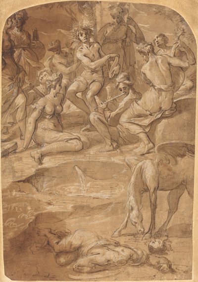 Apollón és a múzsák a Parnasszuszon alkotó: Johann Christoph Storer