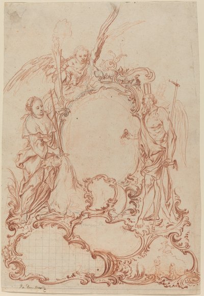 Rokokó kartotus allegorikus figurákkal alkotó: Johann Daniel Herz the Elder
