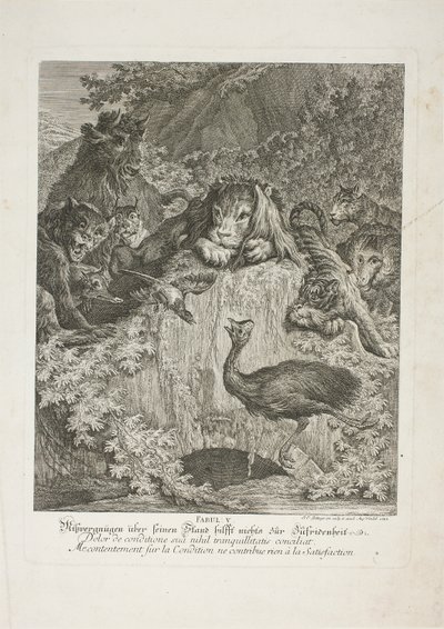 V. mese, ötödik tábla az Instructive Fables of the Realm of theire-ből alkotó: Johann Elias Ridinger