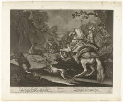 szarvasvadászat Európa (cím a tárgyon) alkotó: Johann Elias Ridinger