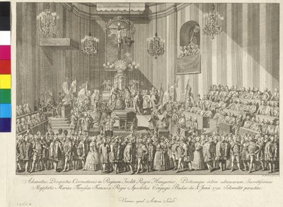 Mária Terézia császárné magyar királynővé koronázása 1792. június 10-én Budapesten. alkotó: Johann Ernst Mansfeld